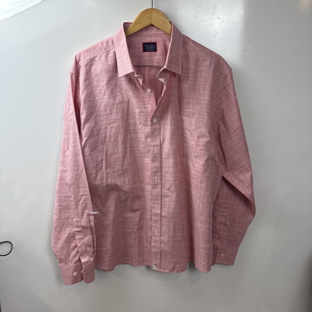 UNTUCKit XXL Wrinkle Free Button Down Shirt Pink Plaid Long Sleeve Cotton